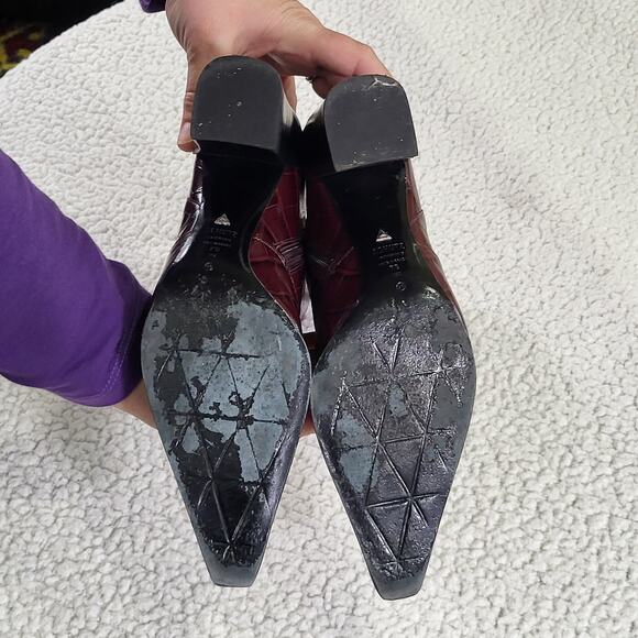 Schutz Raffaela Bootie womens boots Leather Cherry Wine size 7B - Picture 6 of 7